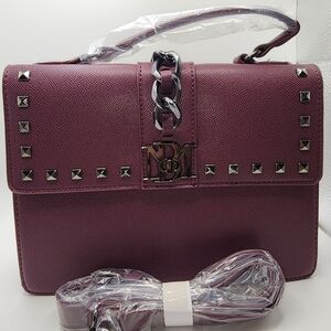 Elegant Plum and Gunmetal Studded Women's Bag